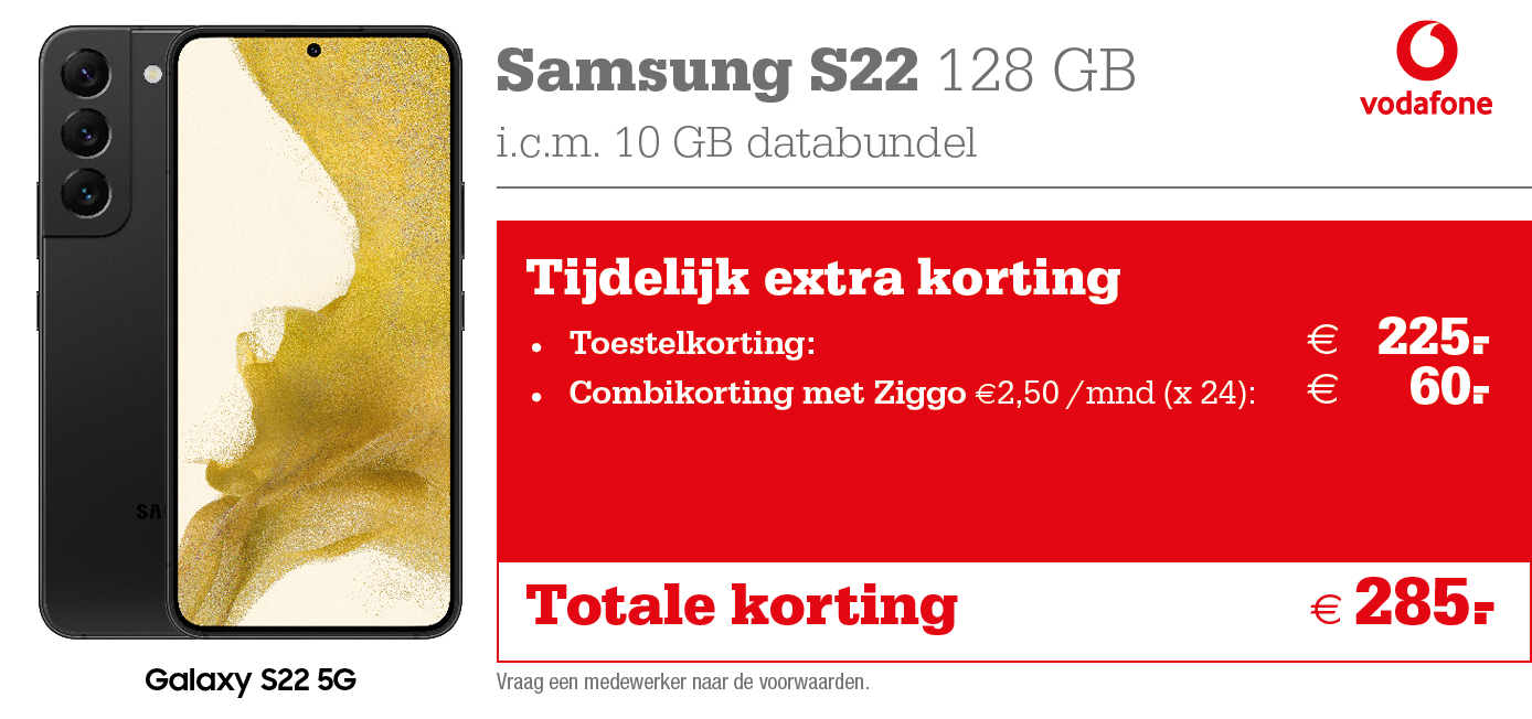 Vodafone kortingstabel S22