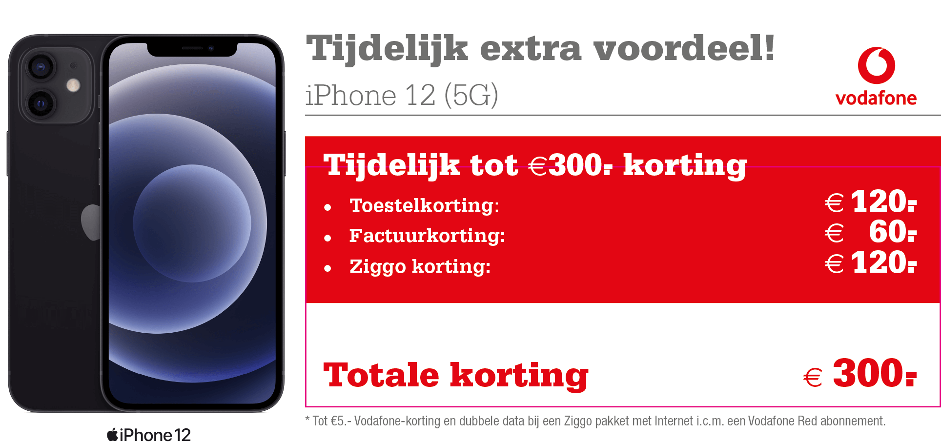 Vodafone Unlimited aanbieding: tot €300,- korting op de 12! |