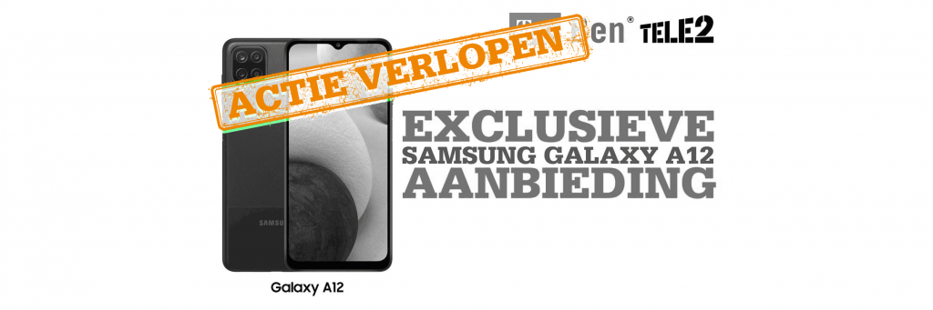 Exclusieve Samsung Galaxy A12 aanbieding bij Telecombinatie in combinatie met T-Mobile, TELE2 en BEN