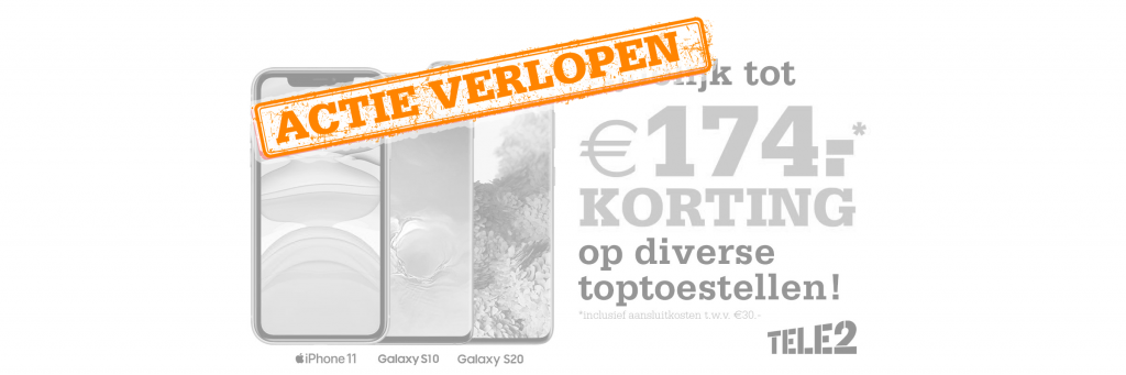 Tijdelijk tot €174 korting op diverse top toestellen bij Tele2