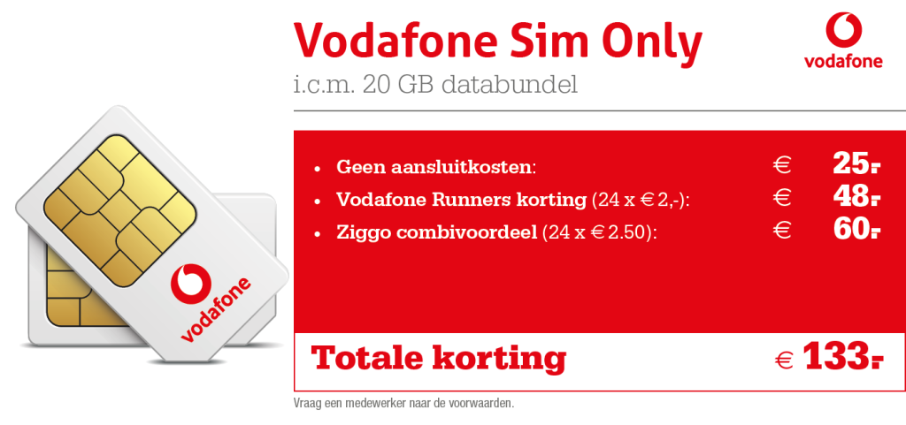 Vodafone Runners Sim Only met korting