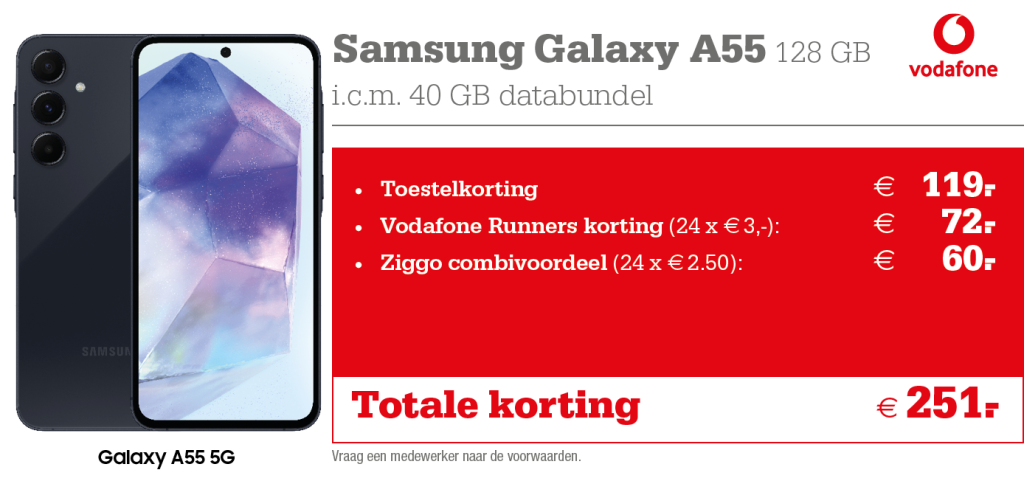 Samsung Galaxy A55 aanbieding Vodafone Runners