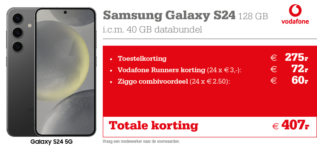 Samsung Galaxy S24 aanbieding Vodafone Runners
