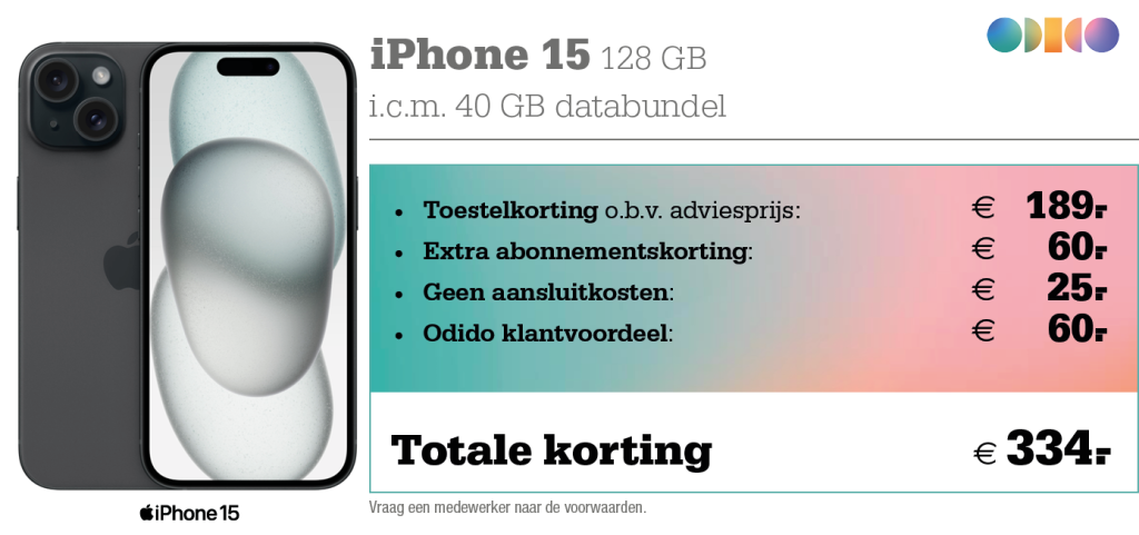 iPhone 15 Odido Kortingstabel