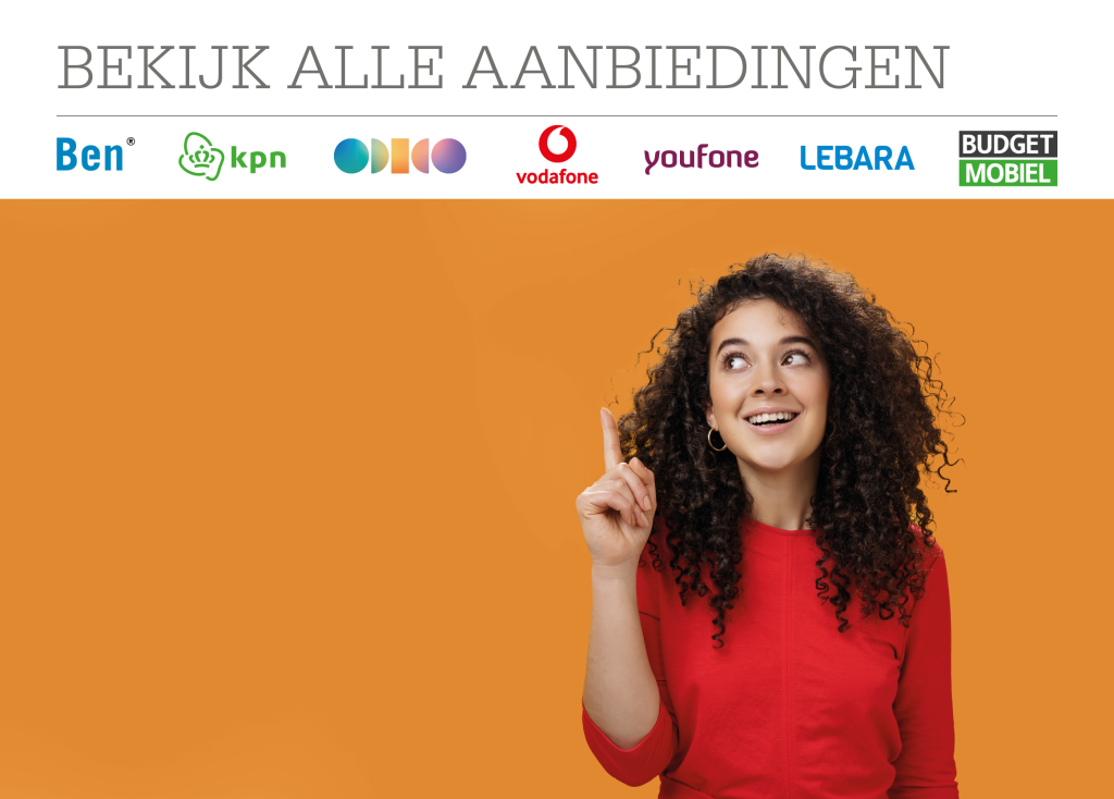 Alle acties van Odido, KPN, Vodafone, Youfone, Lebara en Budget Mobiel bij Telecombinatie