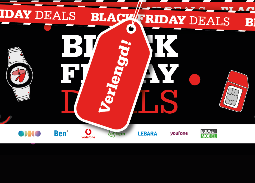 Alle Black Friday acties van Odido, KPN, Vodafone, Youfone, Lebara en Budget Mobiel bij Telecombinatie